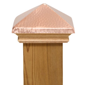 West Indies Wood Post Cap w/ Hammered Copper Pyramid – 4×4, 6×6, 4×6