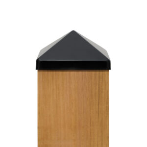 Black Stainless Steel Pyramid Post Cap w/ 3/4″ Lip